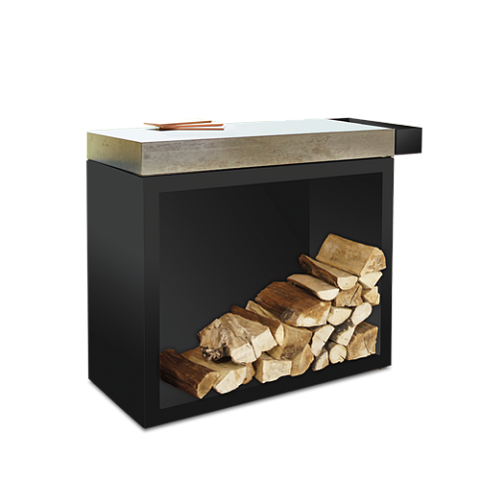 OFYR Butcher Block Storage 90 Black Teak Hout