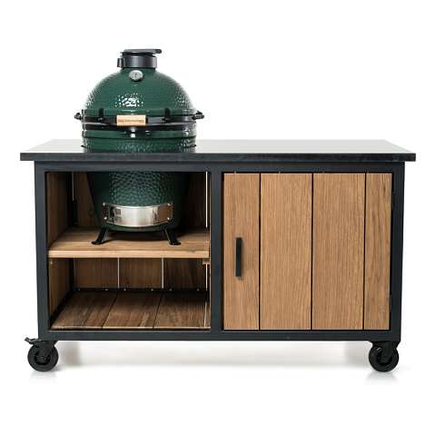 Big Green Egg Large + Fraaii Staal/houten buitenkeuken + graniet + tafelnest