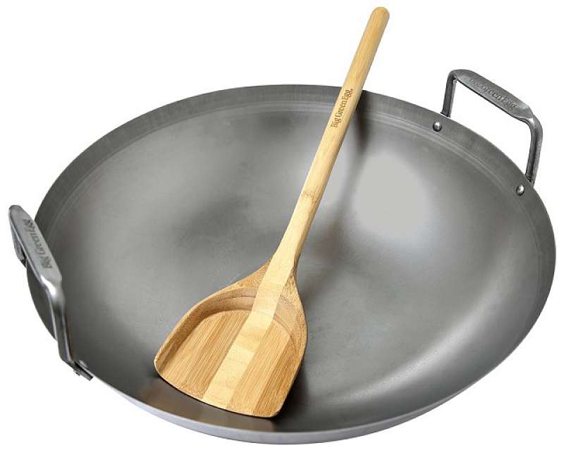Carbon Steel Grill Wok With Bamboo Spattle (XLarge, Large)