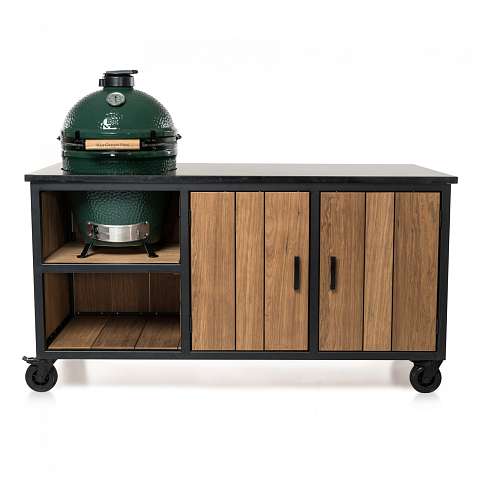 Fraaii staal/houten buitenkeuken + graniet voor Large