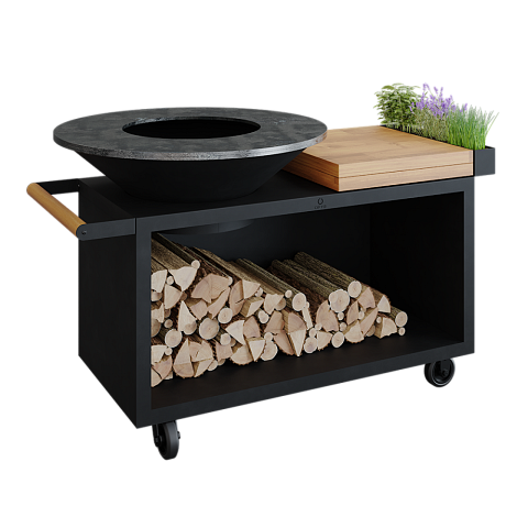 OFYR Island Black 100 | met wielen | Teak Hout