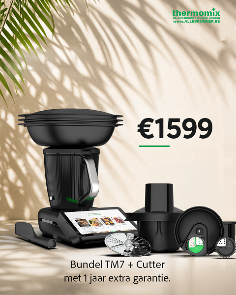Promo | Thermomix TM7 + Cutter & spiralizer + 1 jaar extra garantie | GRATIS 2 WORKSHOPS