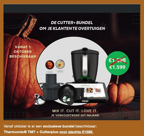 Promo mei | Thermomix TM7 + Cutter & Spiralizer | €99,- euro voordeel !!!